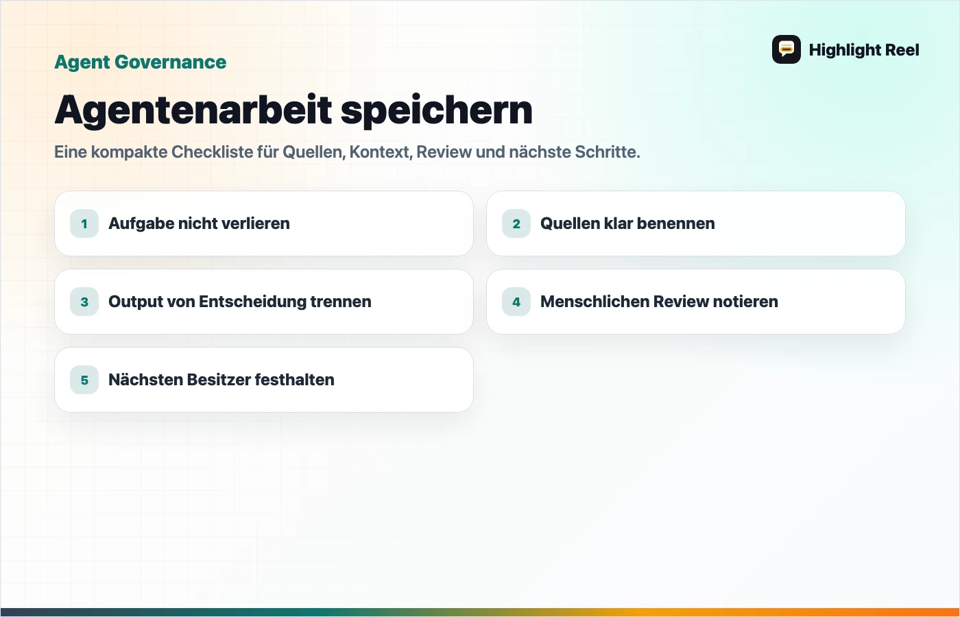 Checkliste für das Speichern und Teilen von KI-Arbeit: Agentenarbeit speichern