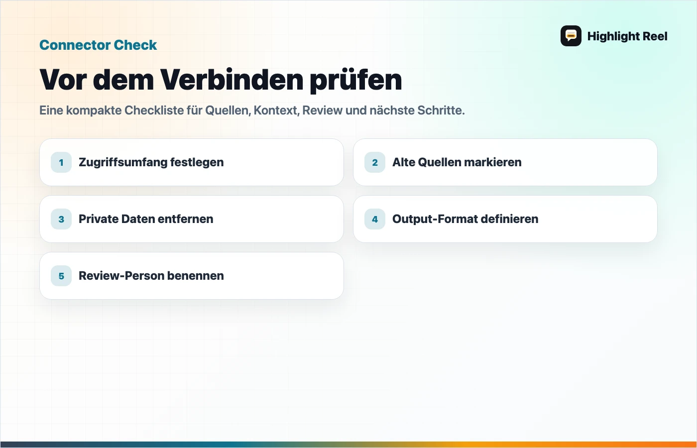 Checkliste für das Speichern und Teilen von KI-Arbeit: Vor dem Verbinden prüfen