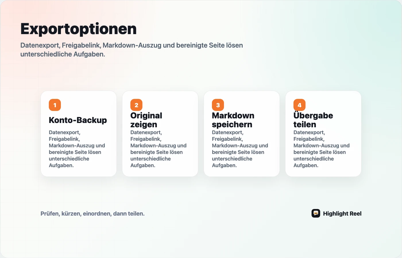 Vier Optionen zum Exportieren oder Weitergeben einer ChatGPT-Unterhaltung