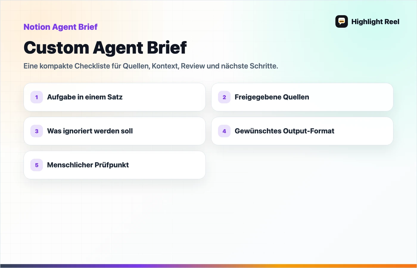 Checkliste für das Speichern und Teilen von KI-Arbeit: Custom Agent Brief