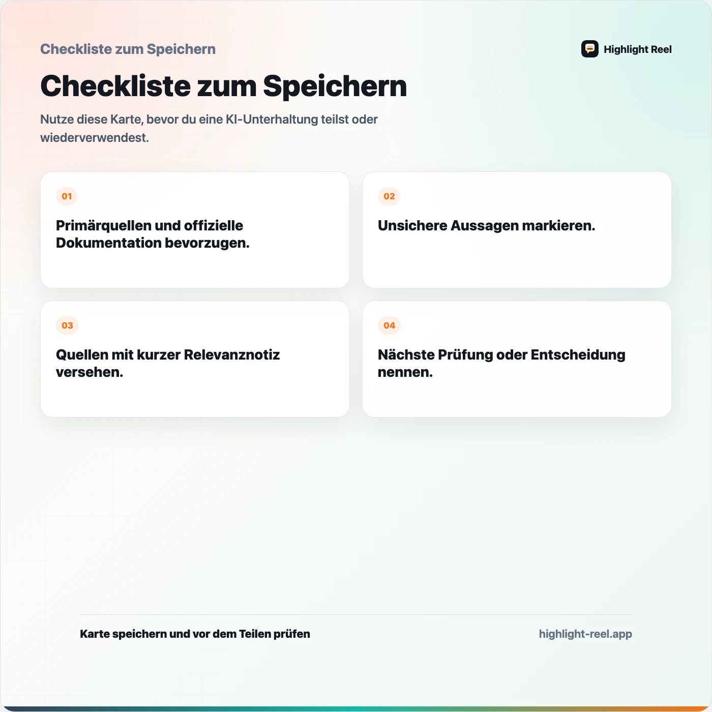 Checkliste zum Speichern für KI-Recherche im Team teilen, ohne Quellen zu verlieren