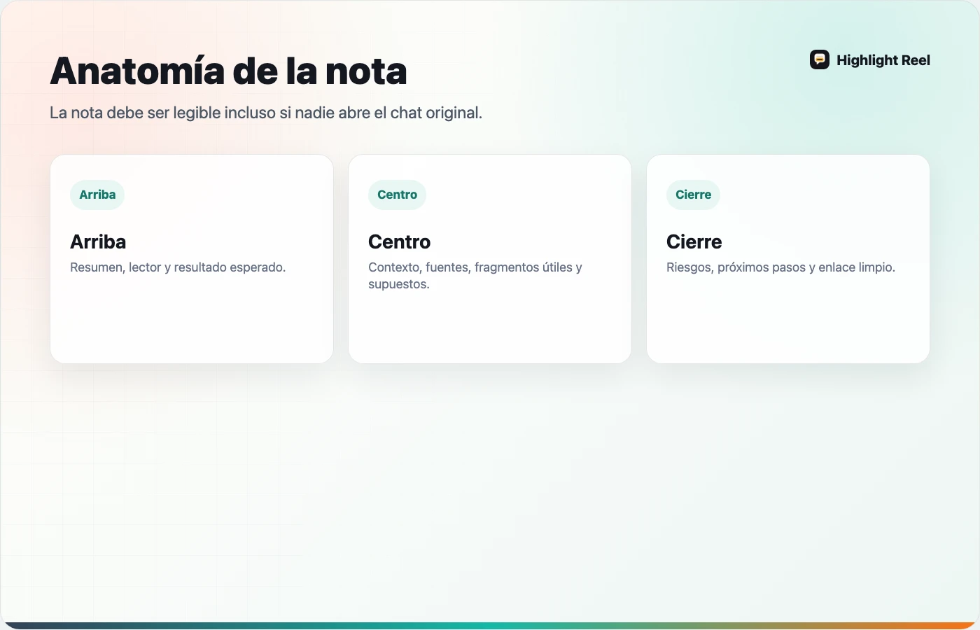 Anatomía de una nota de traspaso creada desde una conversación de ChatGPT