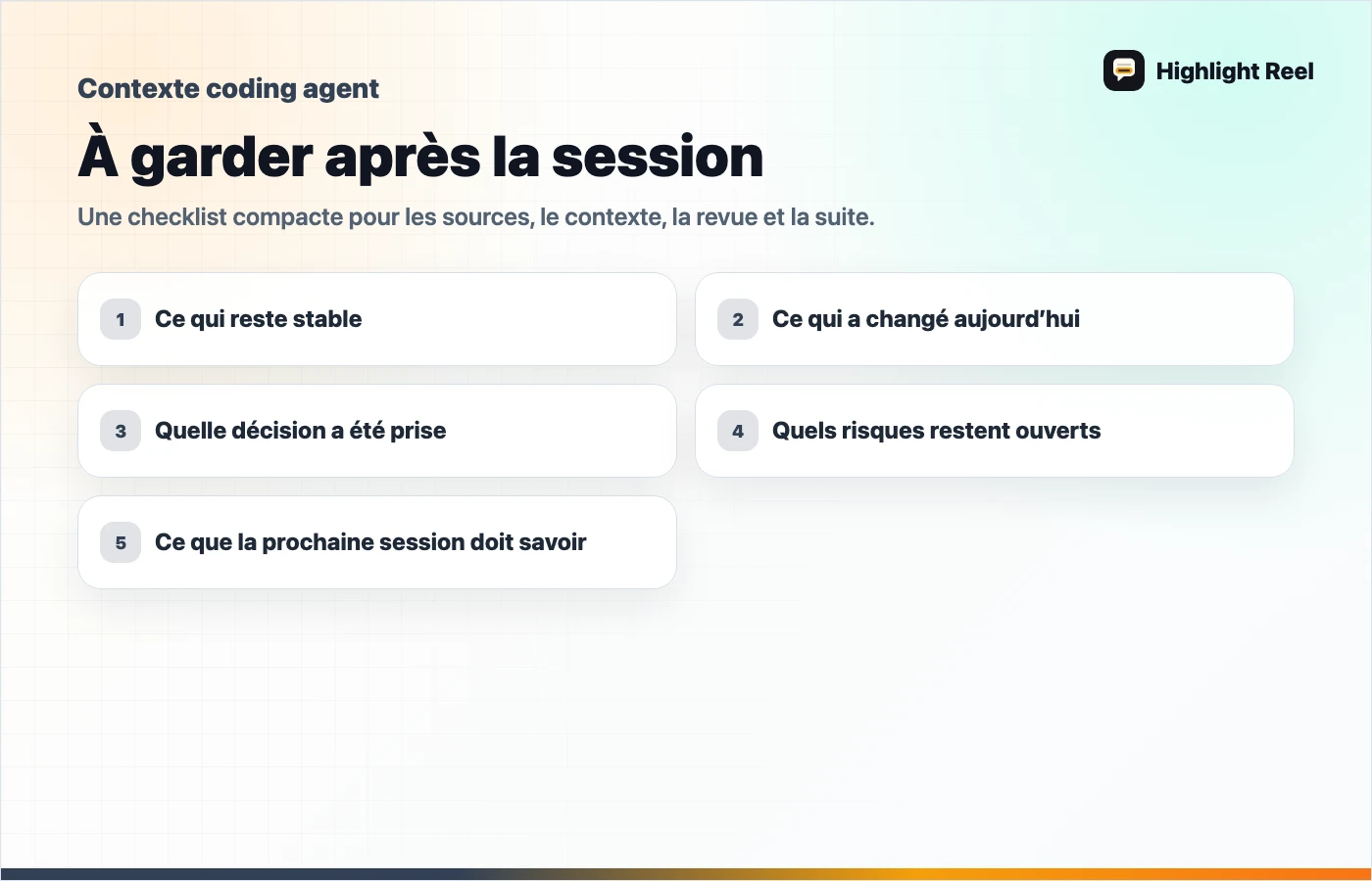 Checklist pour sauvegarder et partager un travail IA: À garder après la session