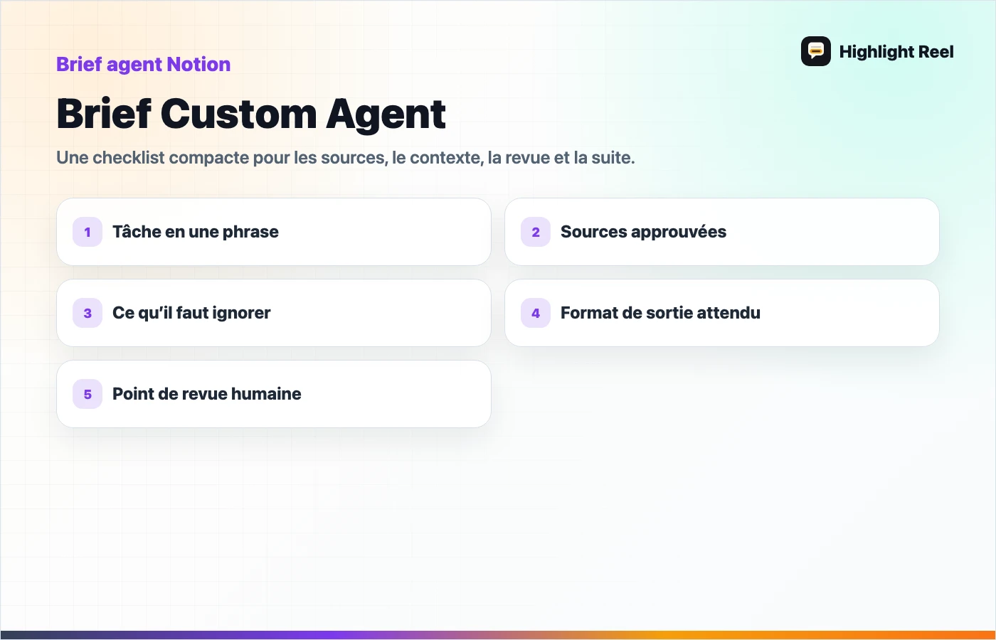 Checklist pour sauvegarder et partager un travail IA: Brief Custom Agent
