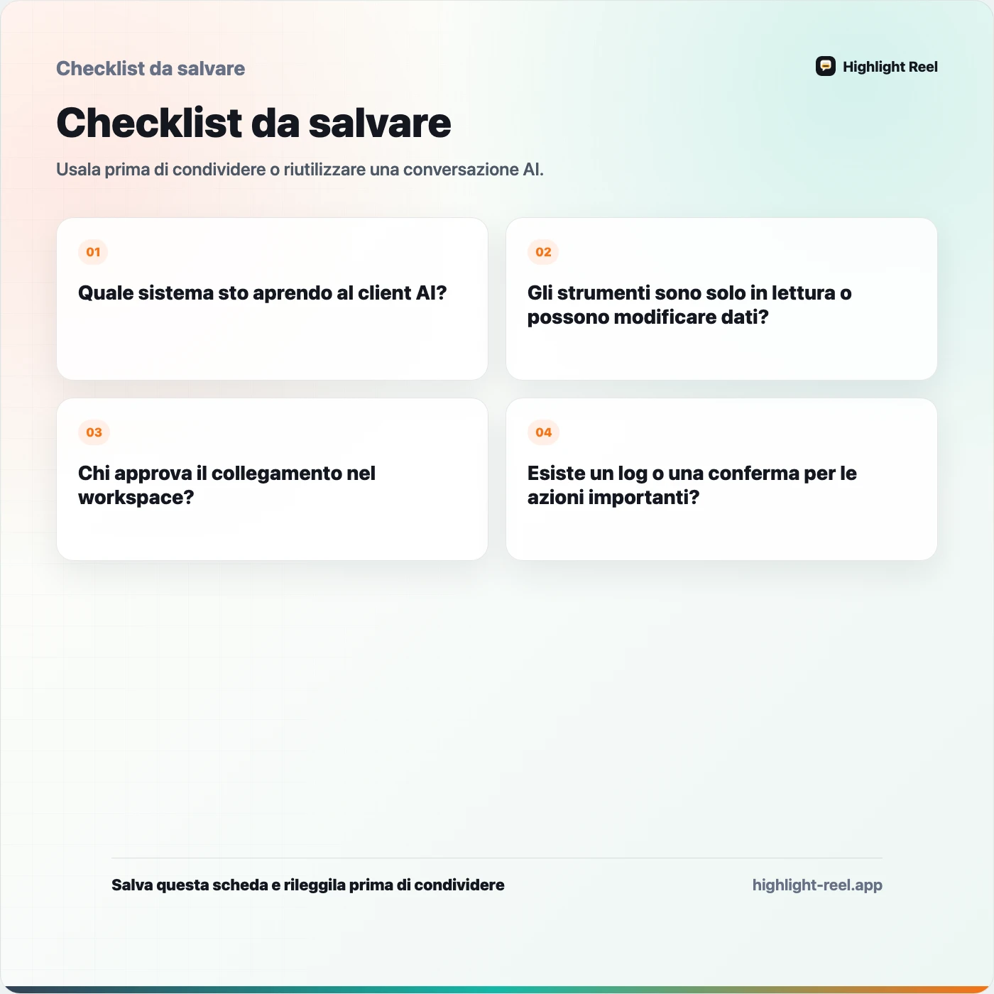 Checklist da salvare per Connettori ChatGPT e Claude MCP: cosa cambia nel lavoro