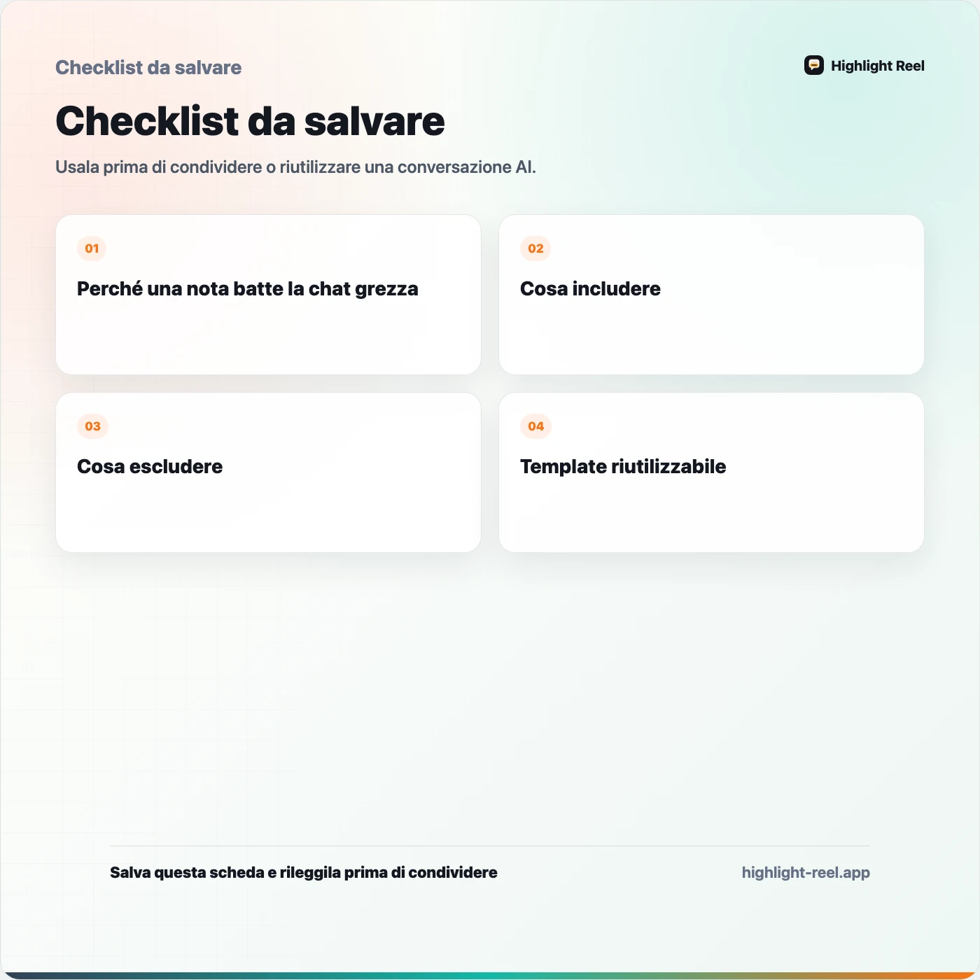 Checklist da salvare per ChatGPT per il passaggio di consegne: trasformare una conversazione in una nota