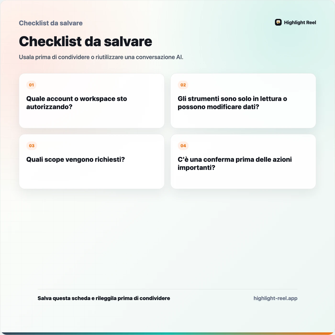 Checklist da salvare per Cos'è un connettore MCP? Guida semplice per utenti ChatGPT e Claude