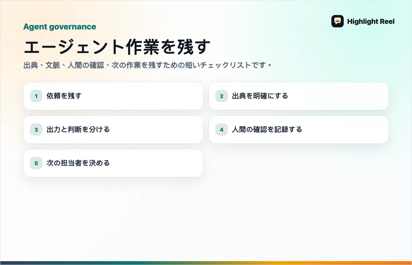 AI作業を保存して共有するためのチェックリスト: エージェント作業を残す