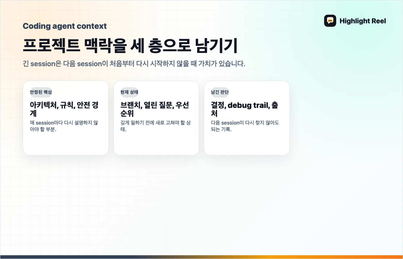 AI 작업 핸드오프 구조도: 프로젝트 맥락을 세 층으로 남기기