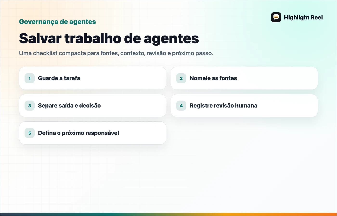Checklist para salvar e compartilhar trabalho de IA: Salvar trabalho de agentes