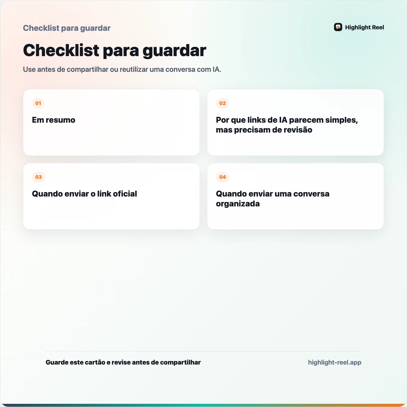 Checklist para guardar sobre ChatGPT, Claude e Gemini: como funcionam os links de compartilhamento