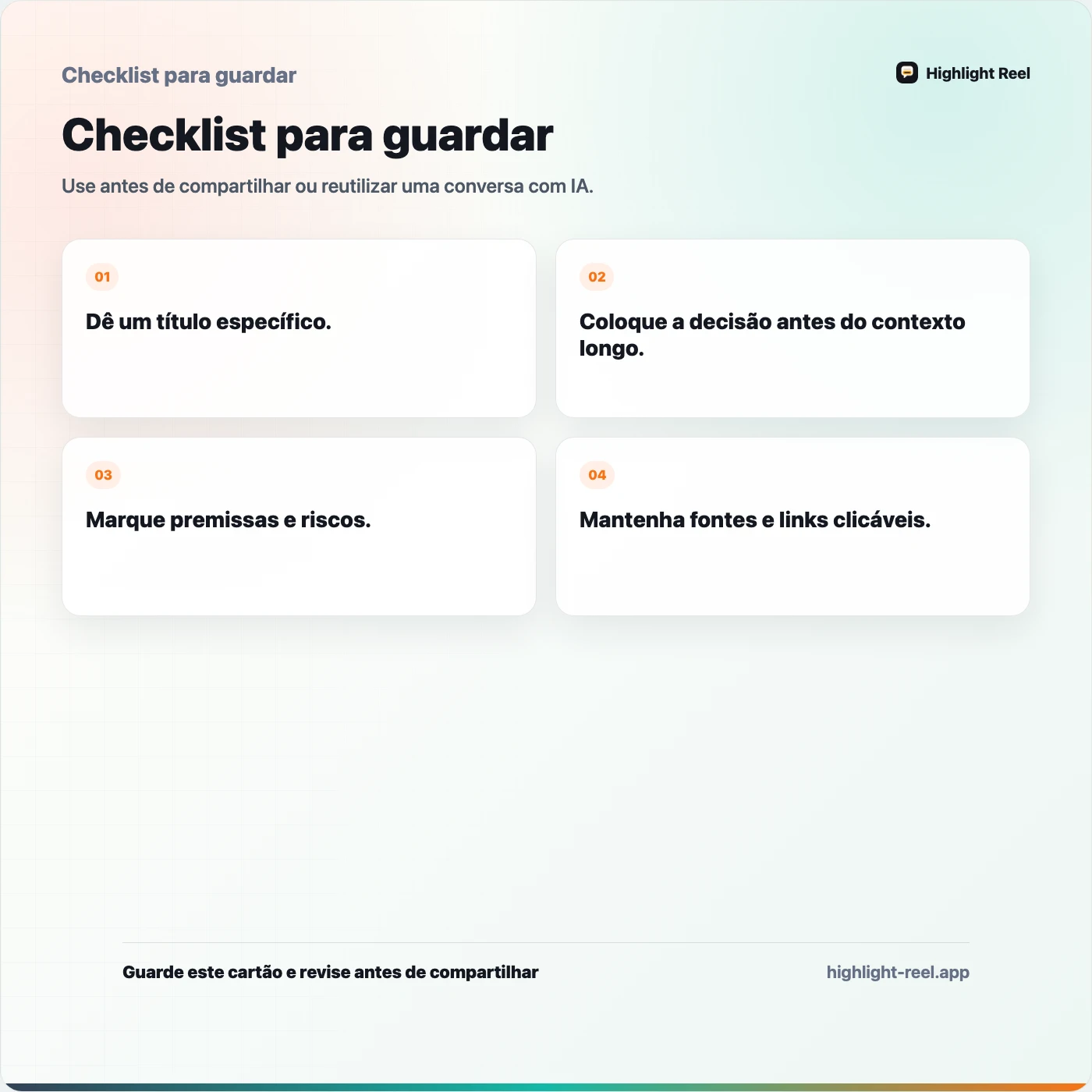 Checklist para guardar sobre Nota de repasse do ChatGPT: como transformar a conversa para a equipe