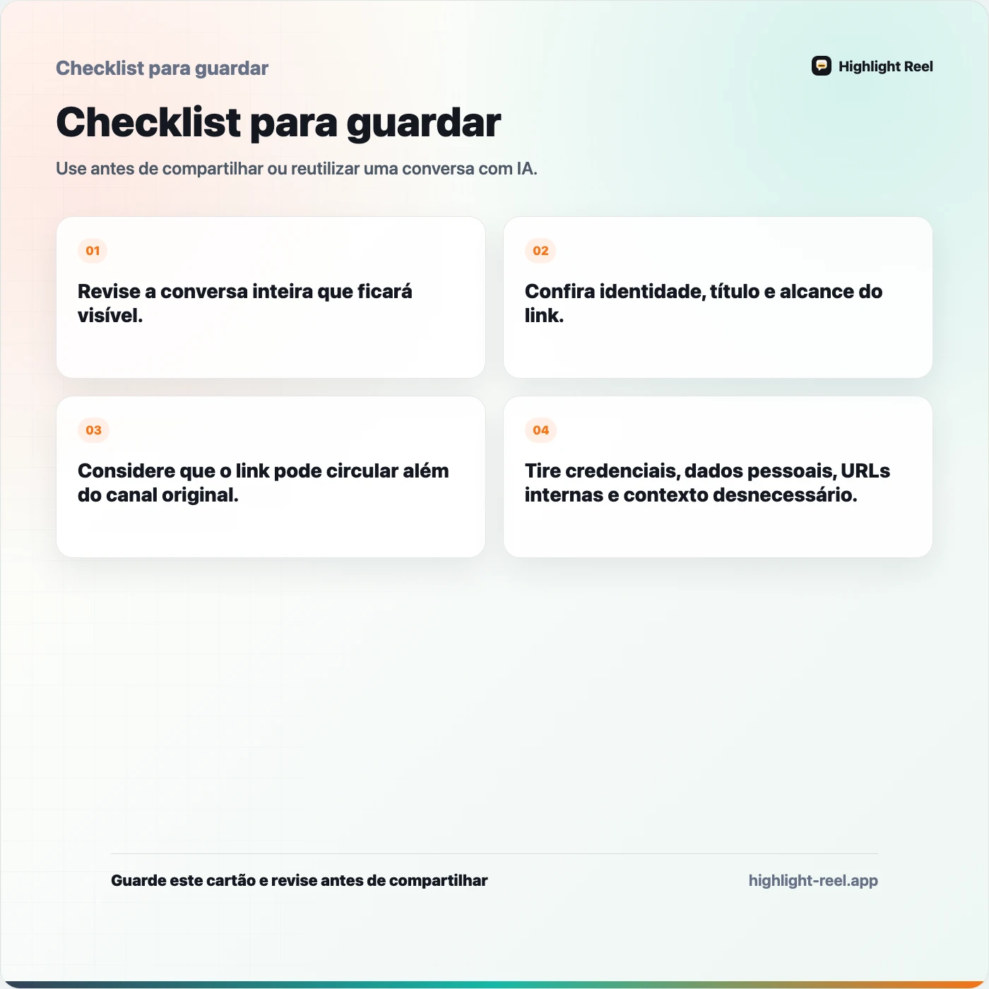 Checklist para guardar sobre Privacidade em links compartilhados do ChatGPT: o que revisar antes de enviar
