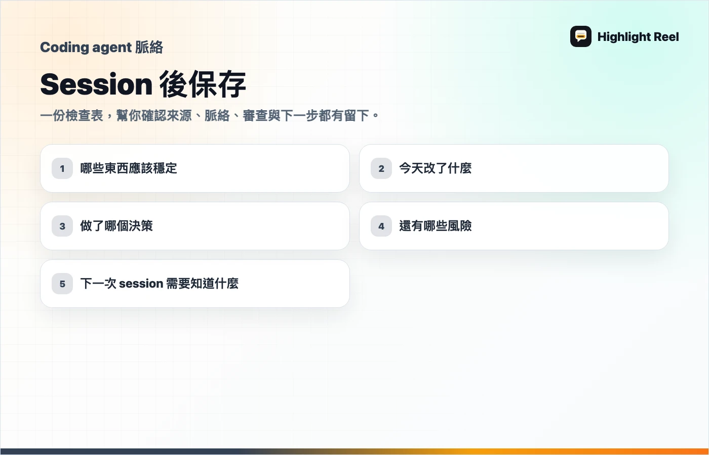 保存與分享 AI 工作的檢查表: Session 後保存
